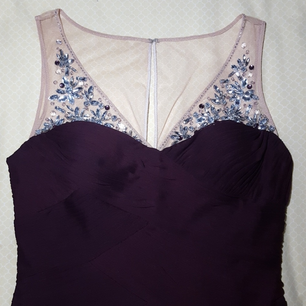 {Adrianna Papell} Illusion Rhinestone Gown